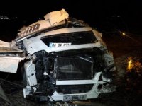 Mermer yüklü TIR şarampole uçtu: Sürücü öldü