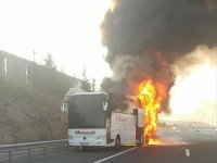Yine otobüs yangını; yolcular kurtuldu